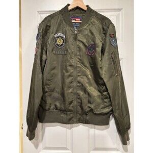 VTG Phat Farm‎ Bomber Jacket Green Mens Medium Y2K Patches Pockets EUC 90s Rap